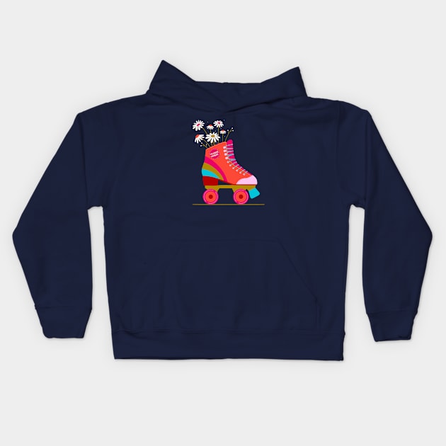 Retro Roller Kids Hoodie by Inkipinki Illustrates